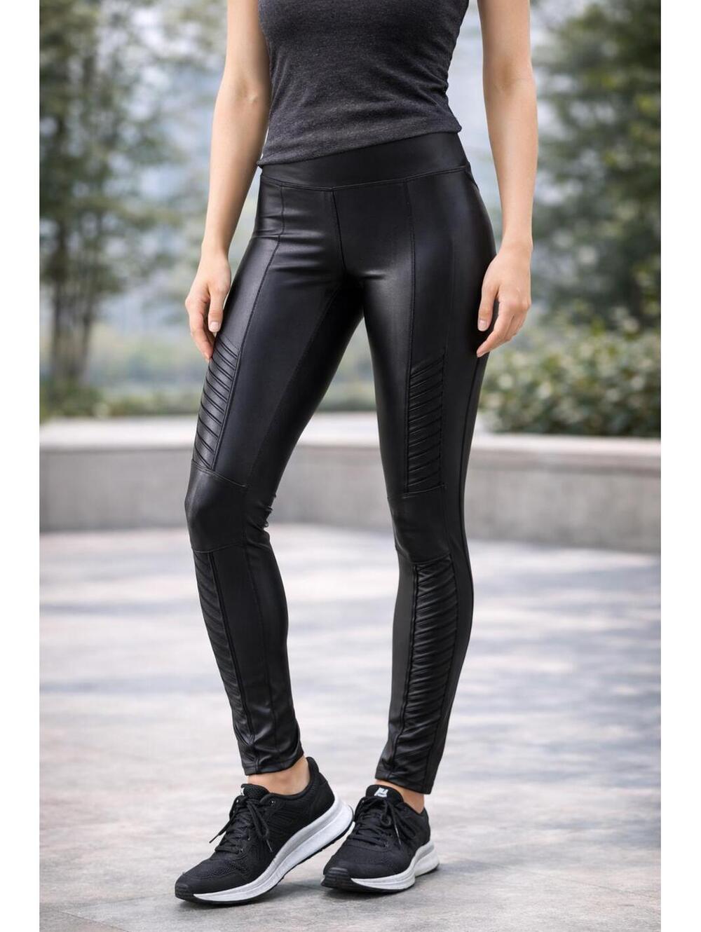 Spanx Faux Leather Moto Leggings Black S